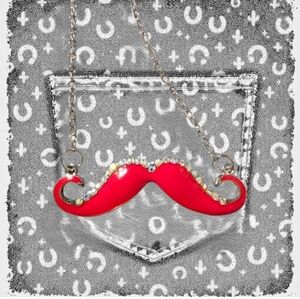 Red Handlebar Mustache Pendant Necklace